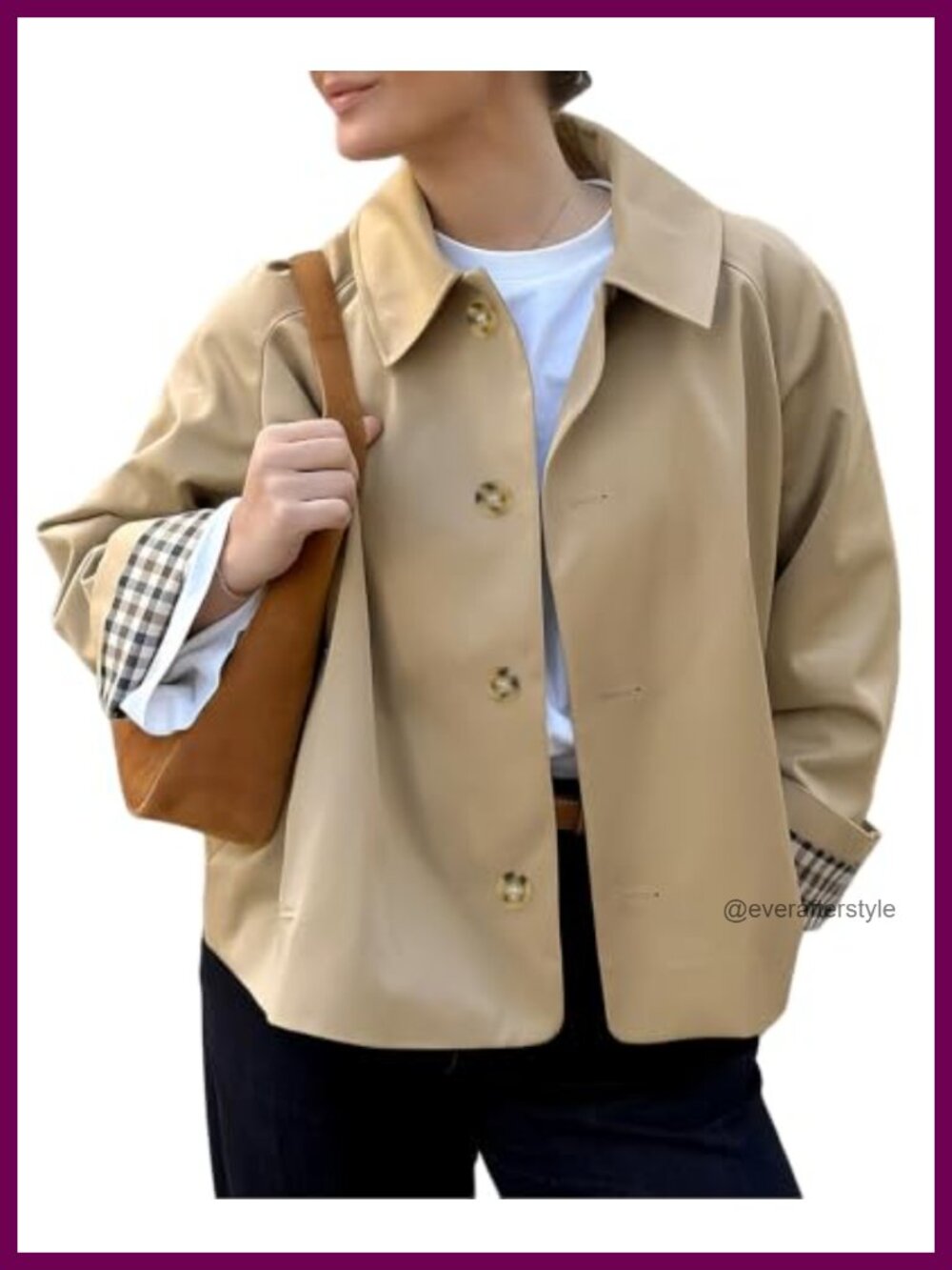 Cropped Trench Coat Single Breasted Lightweight Fall Jacket